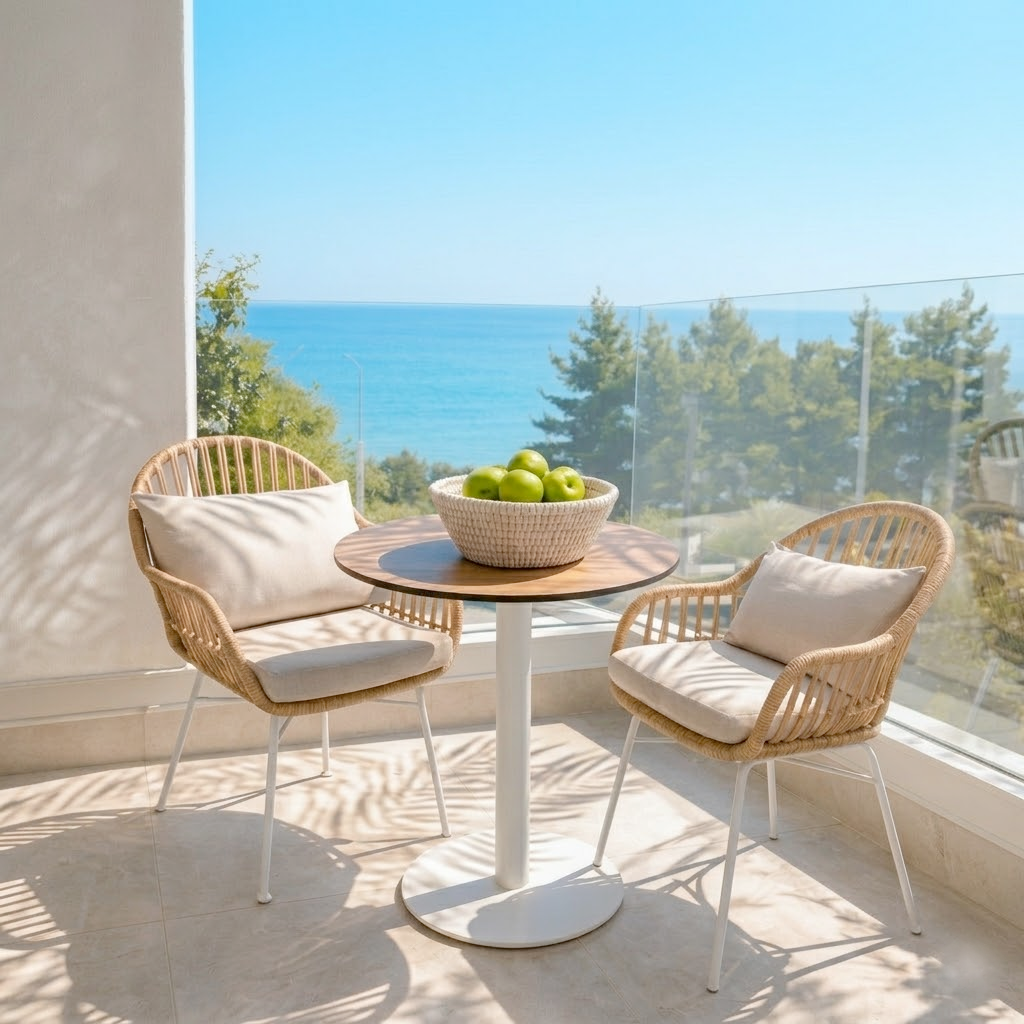 Deluxe Balcony Sea View Suite balcony with Aegean views